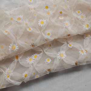 Popular moda plisada arruga plisada volante tul Margarita flor encaje tela para tutú vestido falda - Product Image 4