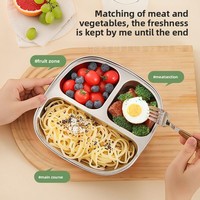 Assiette à dîner divisée en trois compartiments en acier inoxydable pour adultes, design moderne et minimaliste, idéale pour la réduction des graisses et les étudiants