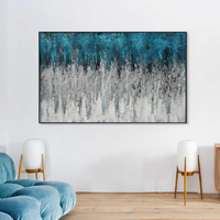 Peintures d'océan bleues argentées abstraites de luxe, affiches et imprimés de toile d'art, décoration murale moderne, photos pour la décoration de la maison du salon