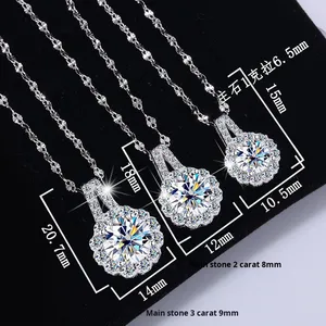 S925 Sterling Silber Rhodium-Plattiert Moissanit Sonnenblumen-Halskette Damen Krappenfassung Anhänger Gliederkette 2,6g Trendy <span class=keywords><strong>Third</strong></span> Party - Product Image 2