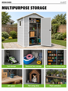 Abri de <span class=keywords><strong>jardin</strong></span> en résine Airaj 4x6 pieds, entrepôt à l'étranger en stock, abri à outils de <span class=keywords><strong>jardin</strong></span> extérieur imperméable - Product Image 6
