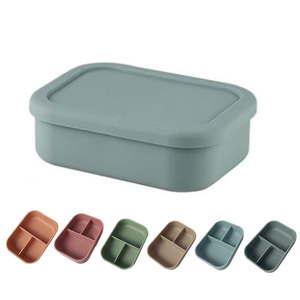 Juego de fiambrera de silicona sin Bpa con aislamiento a prueba de fugas personalizado caja Bento de silicona escolar para niños - Product Image 1