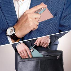 RFID блокирующий тонкий кошелек-минималистичный кожаный передний карман кошельки, ультратонкий металлический держатель для карт - Product Image 5