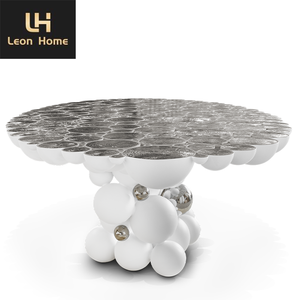 Tavolo <span class=keywords><strong>da</strong></span> <span class=keywords><strong>pranzo</strong></span> personalizzato di lusso Set <span class=keywords><strong>sala</strong></span> <span class=keywords><strong>da</strong></span> <span class=keywords><strong>pranzo</strong></span> mobili in acciaio inox palla Design bianco e oro ovale tavolo <span class=keywords><strong>da</strong></span> <span class=keywords><strong>pranzo</strong></span> di lusso - Product Image 6