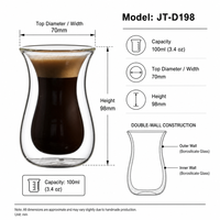 Tasses en verre borosilicate à double paroi avec poignée, isolées, résistantes à la chaleur et anti-brûlure, pour café et lait, 80/150/250/350/450 ml