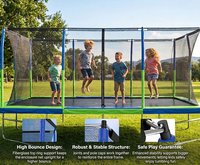 Grand trampoline carré d'extérieur avec filet de sécurité et échelle, trampoline de jeu pour enfants dans la cour, qualité export