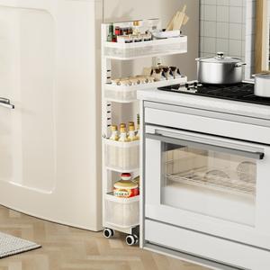 Étagère <span class=keywords><strong>de</strong></span> <span class=keywords><strong>rangement</strong></span> multifonctionnelle en métal multicouche pour légumes, idéale pour cuisine, salon, réfrigérateur et salle <span class=keywords><strong>de</strong></span> bain, design fin - Product Image 5