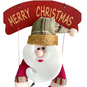 Festivo Santa y muñeco de nieve con cartel de Feliz Navidad decoración colgante árbol de Navidad de felpa adornos colgantes conjunto para fiesta familiar - Product Image 3