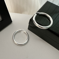 Boucles d'oreilles créoles rondes en argent sterling 925 rétro de 39,5 mm pour filles et femmes, bijoux fins