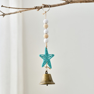 Carillon éolien en bois en forme d'étoile de mer, décoration suspendue pour l'intérieur et l'extérieur, ornement de jardin - Product Image 1