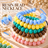 Collier en perles acryliques colorées, perles rondes, entretoises épaisses, style bohème, fermoir mousqueton réglable, bijoux de mode, cadeau de fête