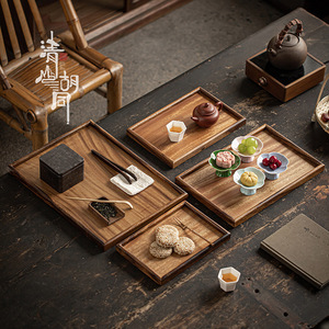 Solid Wood <b>Tea</b> <b>Tray</b> Rectangular Walnut Serving <b>Tray</b> For <b>Tea</b> Set Storage And Fruit Platter Household Use - Product Image 3