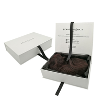Boîte d'emballage pour perruque avec logo personnalisé, fermeture magnétique, boîte en papier rigide, doublure en satin, boîte cadeau pour extensions de cheveux