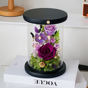 Bouquet de roses éternelles personnalisées sous cloche en verre avec veilleuse, lampe à <span class=keywords><strong>rose</strong></span> éternelle à commande tactile OEM/ODM, vente en gros d'usine - Product Image 6
