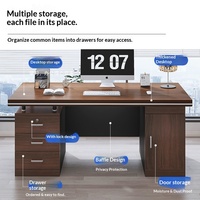 Bureau d'ordinateur simple LBZ-137X, grand format, style minimaliste moderne, avec tiroirs de rangement et trous de câblage, idéal pour les professionnels.