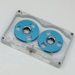 Cinta de audio transparente personalizada, azul, de bobina abierta, en blanco, de 50 minutos, estilo vintage, para reproductor de casetes. - Product Image 3