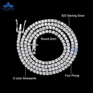 Pulsera de Tenis Elegante de Plata de Ley 925 Joyería Fina con Moissanita VVS D Estilo Iced Out para Hombre/Mujer con Diamante como Piedra Principal - Product Image 4