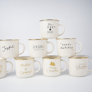 Nhà Máy Giá Rẻ Bán Buôn Sứ Ly Biểu Tượng Tùy Chỉnh 12Oz Mạ Vàng Rim Gốm <span class=keywords><strong>Mug</strong></span> Với Giáng Sinh Letter Decal - Product Image 1