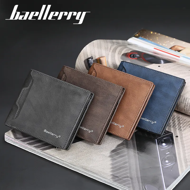 2022 Baellerry Mens Short Wallet PU Leather Male Casual Purse ID Cards Holder Clutch Coin Purse Money Pocket Bags