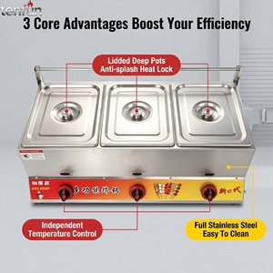 <span class=keywords><strong>Friteuse</strong></span> professionnelle à gaz en acier inoxydable à poser sur comptoir, 3 bacs, GPL/GNL, pour poulet frit, frites, camions de restauration, pot de friture à huile - Product Image 4