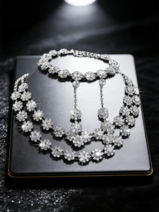 Conjunto de Joyería Nupcial Kardiya, Elegante y Moderno, con Zirconias Brillantes en Forma de Flor, para Bodas y Eventos Nocturnos, Cadenas de Aleación de Acero Titanio - Product Image 3