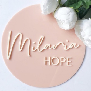 Plaque nominative ronde personnalisée en acrylique vierge pour événements de bébé, logo, signalétique, marque Yageli, forme personnalisable, présentoir - Product Image 1