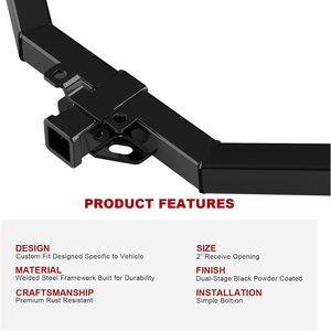 Attelage de remorquage arrière en acier au carbone noir avec revêtement en poudre APS, classe 3, pour GMC 1500 Chevrolet Silverado - Product Image 5