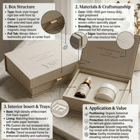 Boîte d'emballage cosmétique en lin texturé de luxe avec logo personnalisé, insert en papier imprimé, boîtes cadeaux rigides pour coffret cadeau de flacons de soins de la peau
