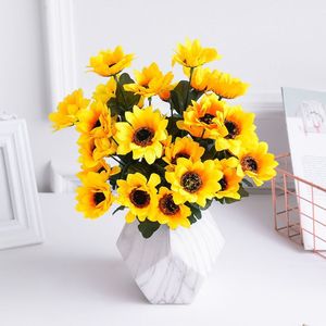 Girasol Artificial con 7 Cabezas de <span class=keywords><strong>Flores</strong></span> de Seda Artificial, Girasol Artificial de Tacto Real - Product Image 2