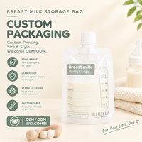 Sacs de conservation du lait maternel jetables de qualité alimentaire imprimés en gravure personnalisée, détection de température, sans BPA, matériau PET/PE, fermeture éclair supérieure
