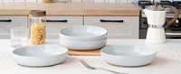 Service de vaisselle en mélamine durable sans BPA, moderne et écologique de haute qualité, 12 pièces, assiettes et bols allant au lave-vaisselle