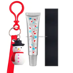 Winter mini christmas lipglosses keychain versa gel lip gloss base clear bulk squeeze tubes with wand fruit flavoured lipgloss