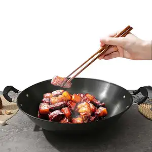 中国传统双手柄不粘铸铁炒锅