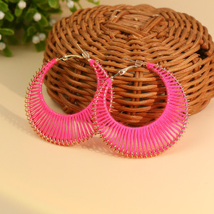 <b>Hoop</b> Earrings Alloy Gold Plated Bohemia Style Women's Party Fashion Jewelry Colorful Handmade <b>Large</b> Size - Product Image 3