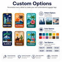 Etiqueta de Equipaje Personalizada Bordada con Diseños de Nueva York, California, Hawái, Texas y Alaska, Etiquetas de Identificación para Maletas de Tela, Venta al Por Mayor, OEM, ODM