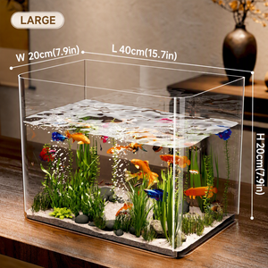 Acuario Rectangular sin Borde, Tanque Transparente de Plástico PET para <span class=keywords><strong>Peces</strong></span> Betta y Goldfish, Acuario de Escritorio para Oficina - Product Image 3