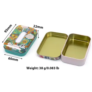 Portable Metal Rectangular Empty Hinged Tins Box Containers Tin Box Custom Tin Square Case For Candy Key Earrings