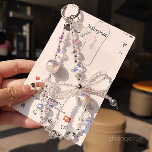 Porte-clés papillon en cristal HP006, <span class=keywords><strong>cordon</strong></span> de <span class=keywords><strong>téléphone</strong></span> avec bracelet en perles - Product Image 3