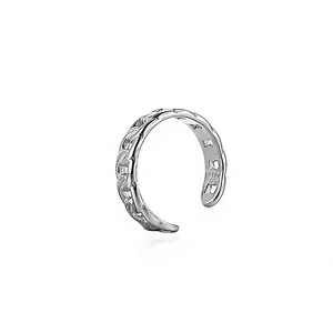 Boucle d'oreille manchette large en corde tressée torsadée PE3106 pour femme, sans perçage, clip d'oreille cartilage, argent, or - Product Image 3