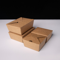 Boîte alimentaire jetable pliable en kraft pour repas à emporter, boîte bento, personnalisable avec logo OEM, vente en gros, boîte écologique biodégradable