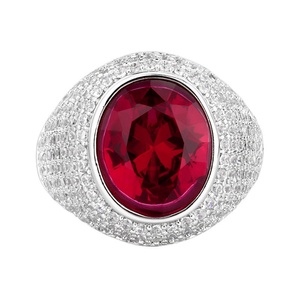 High Quality Jewelry Eco-friendly Copper Oval Cut 10*12mm Red Zircon Stone Rings Jewelry Women for Refined Feminine - Product Image 1