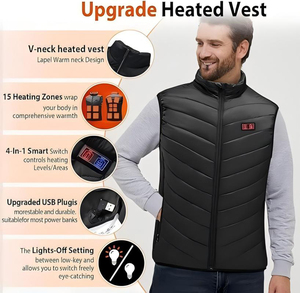 Chaqueta calefactora de 15 zonas alimentada por batería USB para mujeres y hombres, <span class=keywords><strong>chaleco</strong></span> calefactable eléctrico de invierno negro - Product Image 2