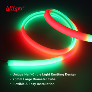 Bande <span class=keywords><strong>LED</strong></span> néon flexible T25 demi-rond B2 DIN4102-1 à faible émission de fumée, sans halogène, en silicone écologique, 24V, lumière uniforme - Product Image 4
