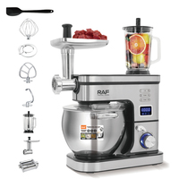 Robot culinaire RAF R.6614 6-en-1 avec bol en acier inoxydable, mixeur, hachoir à viande, crochet pétrisseur et machine à pâtes