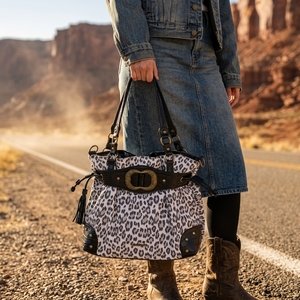 Grand sac fourre-tout vintage à imprimé léopard, sac à main seau pour femme avec garniture en PU effet croco, à porter à l'épaule ou en bandoulière, idéal pour le quotidien, les voyages et le travail - Product Image 5