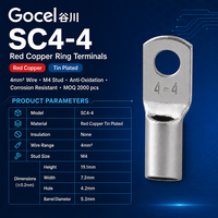 Borne annulaire SC4-4 GOCEL en cuivre rouge étamé, non isolée, pour câble 4mm² 12 AWG, avec goujon M4, connecteur électrique à sertir