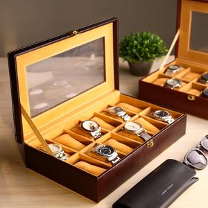 Luxury Wooden Watch Storage Box Organizer with Glass Lid for Men and Women 12 Slot <b>Display</b> <b>Case</b> - Product Image 1