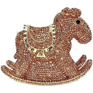 Bolso de mano de noche con diseño de caballo balancín y pedrería para mujer, elegante y deslumbrante, ideal para fiestas y salidas nocturnas. - Product Image 5