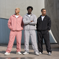 Ensemble de survêtement pour homme personnalisé OEM ODM, coupe-vent à capuche en nylon rose, gris, noir, streetwear, fabricant de vêtements sur mesure
