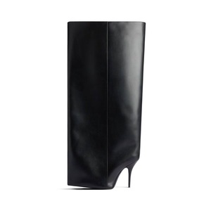 Nuevo diseño personalizado moda tacones finos <span class=keywords><strong>botas</strong></span> largas tamaño 43 punta estrecha cuero negro Extra ancho pantorrilla mujeres rodilla <span class=keywords><strong>botas</strong></span> altas - Product Image 6